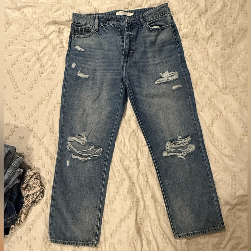 Hidden Jeans High Rise Straight Leg Distressed Denim Size 30